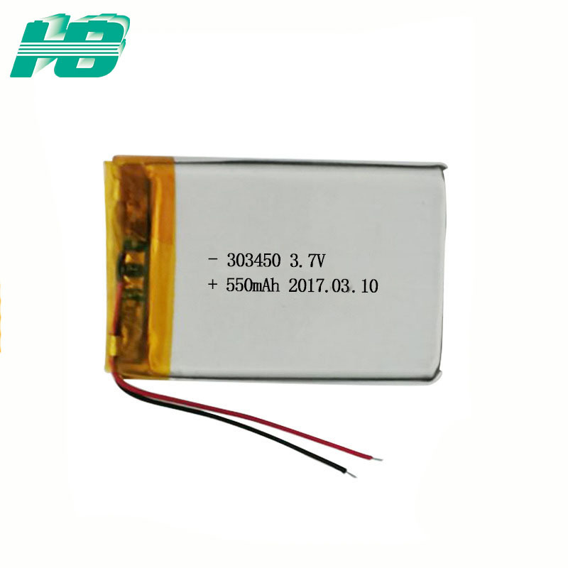 蓝狮303450聚合物锂电池500mAh三元锂离子软包可充电<em>电池</em>3.7V厂家