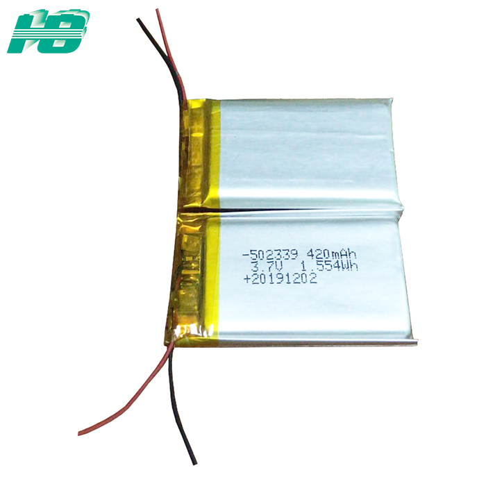 蓝狮502339聚合物锂电池420mAh三元锂离子软包可充电<em>电池</em>3.7V厂家