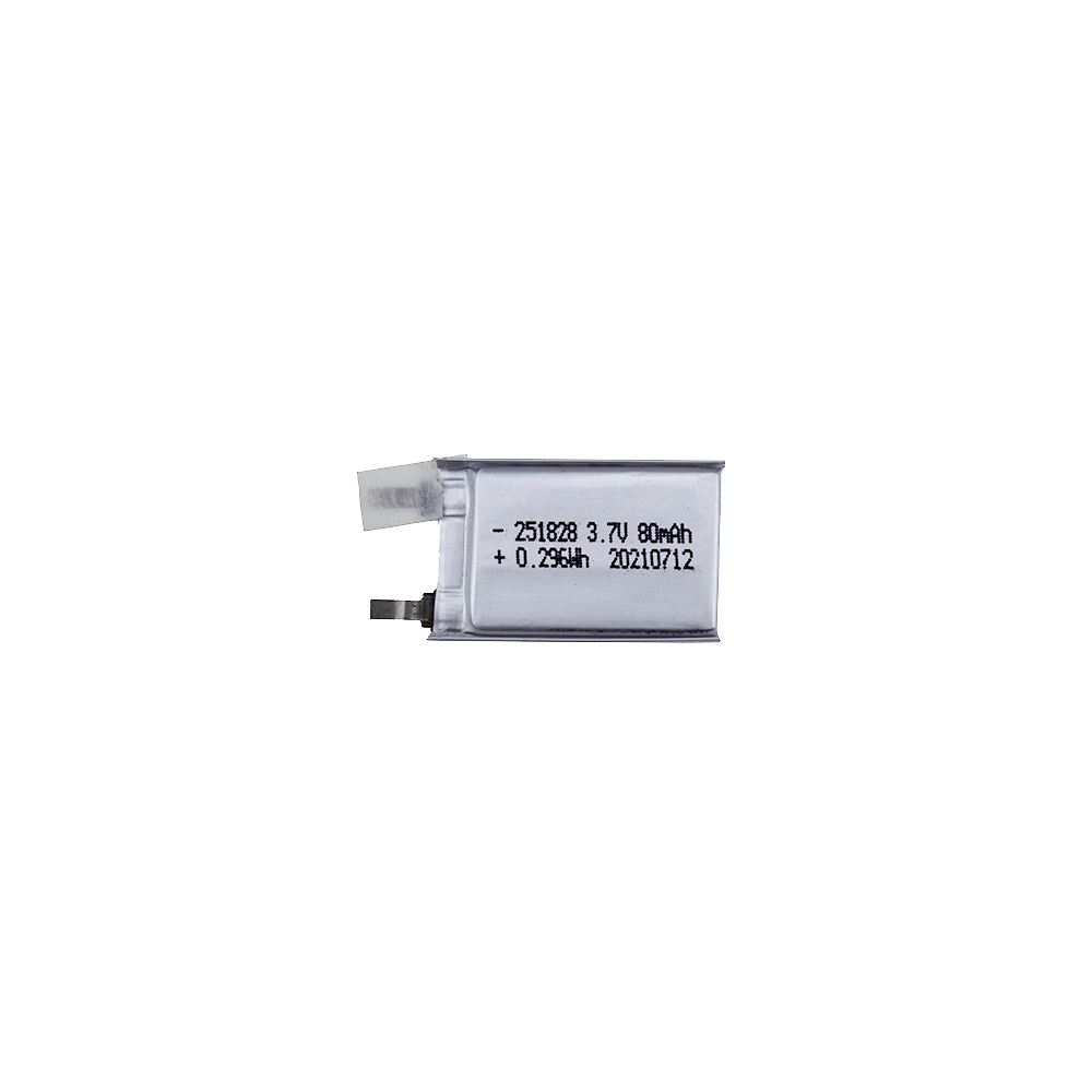 蓝狮251828聚合物锂电池组80mAh可定制3.7V方形软包电源生产厂家